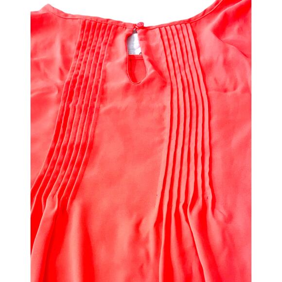 DECREE CAP SLV PULL-OVER TUNIC BLOUSE, WOMENS, XS, ORANGE/PEACH, HIGH-LOW - Picture 5 of 11